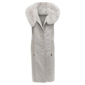 Alexander Wang Saga Furs Fur Collar Virgin Wool Blend Vest Dress